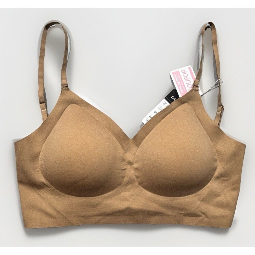 BOUFOR Comfort Seamless Wireless Bra Tan Size XL Full Coverage Light Support